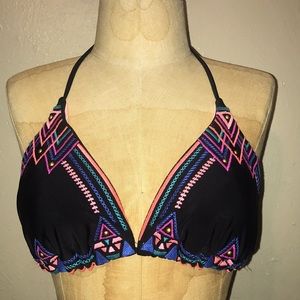 Colorful Embroidered halter bikini top.size S.